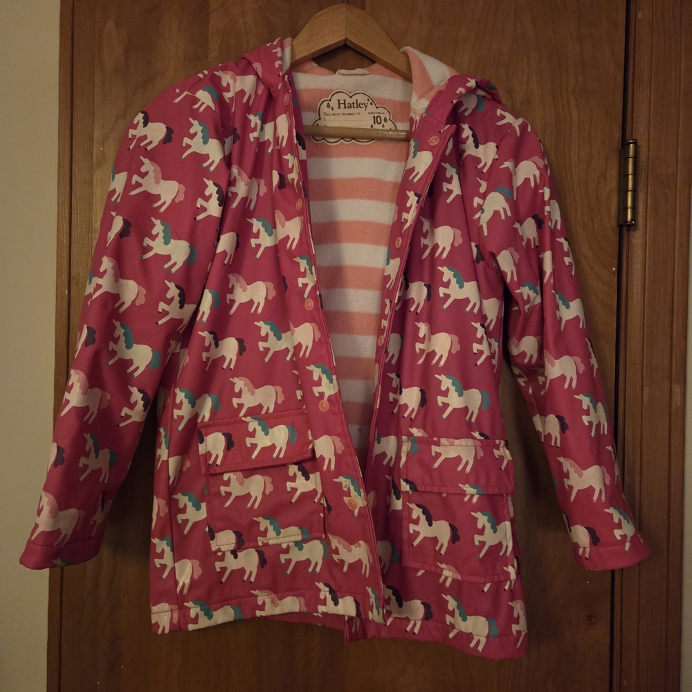 Hatley Fuchsia Unicorn Print Jacket